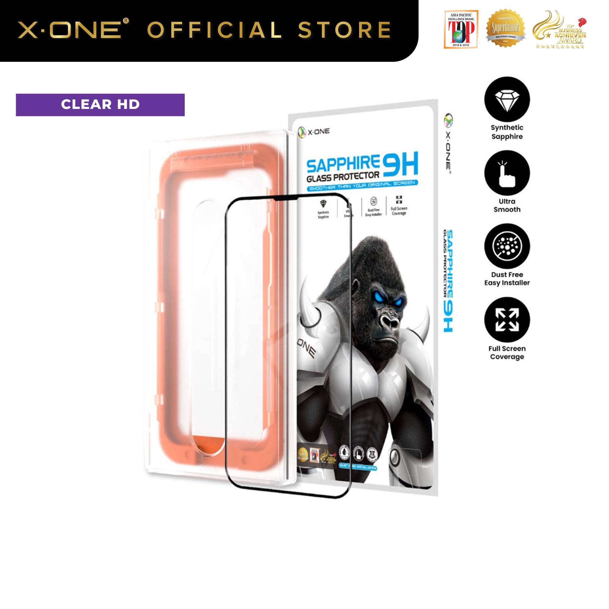 iPhone 16 16 Plus Sapphire Series Upgraded Full Screen Tempered  Glass With Installer Kit